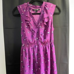 F21 Floral sleeveless Ruffle Neck Dress